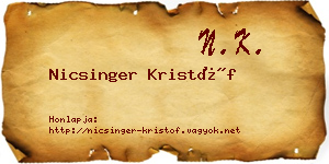 Nicsinger Kristóf névjegykártya